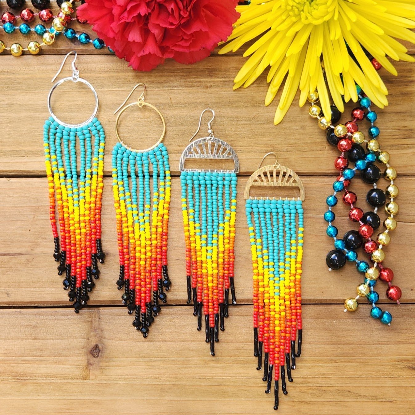 Soft Skies offers Large Spectacular One of a Kind Beaded Earrings